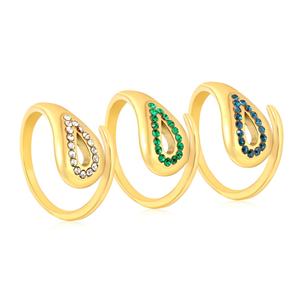 18K PVD Gold Plated Stainless Steel purple Green Zircon Fashion Jewelry <b>Rings</b> Chunky <b>Open</b> Resizable Adjustable <b>Rings</b> for Women - Product Image 1