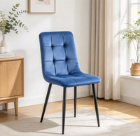 Chaise d'appoint en tissu, design mince, pieds en métal noir, siège ergonomique confortable, pour cuisine et appartement