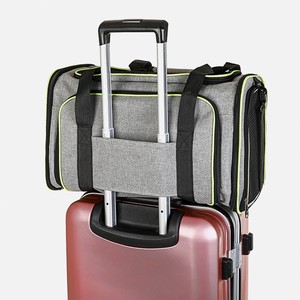 Transportadora Expandible para Mascotas, Gris con Ribete Verde, Gran Capacidad, Transpirable, Bolsa de Viaje Portátil para Perros y Gatos - Product Image 4