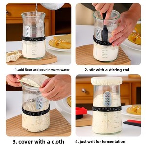 Pot hermétique en verre sodocalcique à large ouverture de 1200 ml pour <span class=keywords><strong>levain</strong></span> de sourde, <span class=keywords><strong>levain</strong></span> de seigle, <span class=keywords><strong>levain</strong></span> naturel, avec couvercle en silicone - Product Image 4