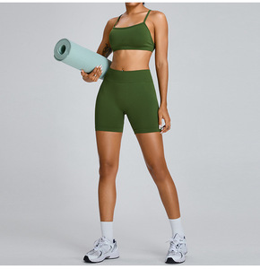 Wholesale Thin Strap Sports Bra Adjustable Crisscross <b>Back</b> Padded Backless Yoga Crop <b>Top</b> <b>Low</b> Impact Pilates Fitness Activewear - Product Image 5