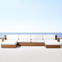 Ensemble de canapés en teck massif de style nordique pour villas, hôtels et resorts - Canapé de jardin avec table basse