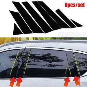 8PCS PC Mirror Car <b>Window</b> Pillar Protection Trim <b>Cover</b> Gloss Black for Nissan Qashqai 2016 2017 2018 2019 2020 2021 - Product Image 6
