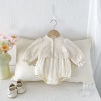 Combinaison pour bébé fille à manches longues avec dentelle, style princesse, robe mignonne pour l'automne