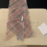 Écharpe en tissu léger écologique à motif écossais avec ruban pour filles, idéale pour les sacs