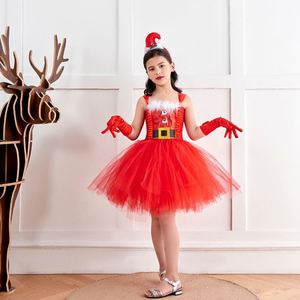 Robe de Noël rouge pour enfants avec tutu et accessoires de tête, tenue de Père Noël pour filles, collection 2026, offre spéciale - Product Image 5