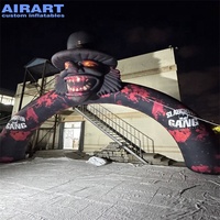 Arche gonflable géante personnalisée de clown démoniaque avec yeux lumineux LED et motifs sanglants pour Halloween