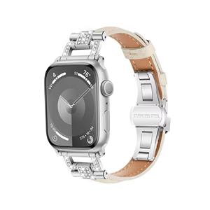 <span class=keywords><strong>Bracelet</strong></span> de montre en <span class=keywords><strong>cuir</strong></span> véritable fin de haute qualité pour Apple Watch Ultra2, <span class=keywords><strong>bracelet</strong></span> de montre pour femme en acier inoxydable avec diamants - Product Image 3