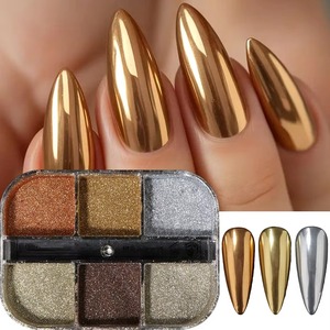 Poudre à ongles chromée or 6 couleurs, pigment brillant effet miroir argenté pour nail art, poussière à frotter pour vernis gel, décorations de manucure - Product Image 2