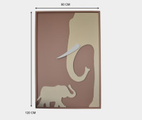 Art déco - Deux éléphants - Art mural rectangulaire (LK-25162) - Matériel MDF - Décoration de salon