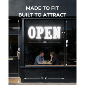 Open Sign 48x17 In Led Neon Light With <b>Remote</b> Control For Storefront Window Display - Product Image 5