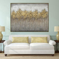 Feuille d'or forêt grande taille haute qualité luxe 100% peint à la main art moderne toile peinture à l'huile arbre