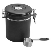 Bocal à café en acier inoxydable avec cuillère, récipient hermétique pour grains de café avec valve CO2 unidirectionnelle, suivi de la date, pot de rangement de cuisine