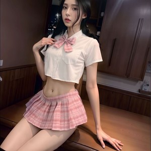 New Female Sexy Campus JK Uniform College Seduction Pure Desire Tight Pleated Skirt Fun Underwear <strong>BodySuit</strong> Style Wholesale - Product Image 3