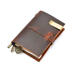 Novo Travel Notebook Retro Inserir Termos Notebook Couro Handmade Loose-leaf Livro Crazy Horse Cowhide Diário