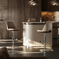 Tabouret de bar en cuir véritable italien, réglable, moderne et simple, pour usage domestique, sensation de luxe léger, tabouret de bar haut de gamme pour la maison