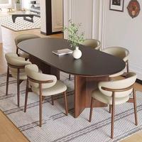 Ensemble table et chaises de salle à manger style mi-siècle en ardoise, table ovale vintage en bois massif, nouvelle table de designer pour usage domestique
