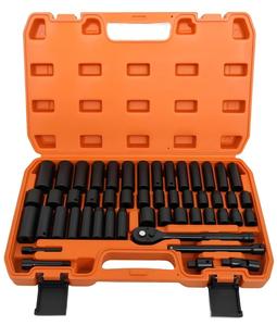 50-Piece 3/8" Drive High Carbon Steel Impact Socket Set Black Heavy Duty Automotive Sockets with Hard for <b>Car</b> - Product Image 5