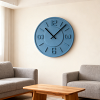 Jam Dinding MDF Art Deco Jarum Kuarsa Satu Sisi Besar dengan Logo Kustom untuk Dekorasi Ruang Tamu Rumah Bertenaga Baterai