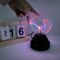Boule de plasma en verre Cœur d'amour, Éclair électrique statique, 10 pouces, Design moderne et minimaliste, Cadeau de fêtes, Petite veilleuse, Lampe de bureau