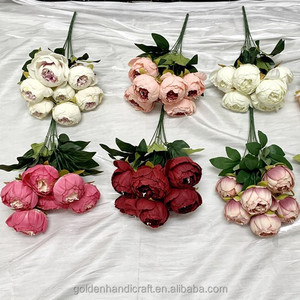 QSLH Ti398 Ramo de Flores de Peonías Artificiales, Paquete Económico, Flor de Rosa y Peonía Artificial, Ramo de Flores Artificiales de Peonía para Eventos - Product Image 1
