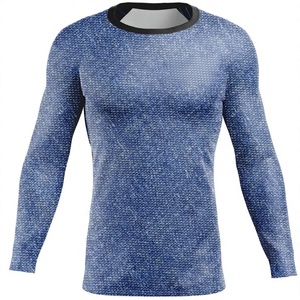 เสื้อแรชการ์ดแขนยาวสีน้ำเงินสำหรับผู้ชาย ผ้าโพลีเอสเตอร์แห้งเร็ว ลายพิมพ์แบบซับลิเมชั่น - Product Image 1