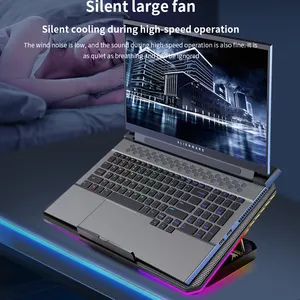 TISHRIC Laptop-Kühler-Pad 1900 RPM RGB 6 leiser LED-Lüfter leistungsstarker Luftzug Notizbuch-Kühler einstellbarer Laptopständer für 12-17 Zoll