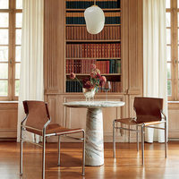 Table basse ronde SAIDKOCC D75*76CM en marbre naturel, style minimaliste de luxe, esthétique, villa moderne, personnalisable, décoration de salon