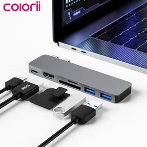 DC6HS USB C רכזת Thunderbolt 3 כדי HDMI מתאם עם USB 3.0 SD TF נתונים רכזת עבור Macbook, macbook Pro, Macbook Air 2020 M1 שבב