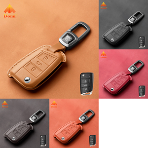 Funda de Cuero para Llaves de Coche VW Volkswagen Golf 7 MK7 Tiguan MK2 SEAT Ateca <span class=keywords><strong>Leon</strong></span> <span class=keywords><strong>FR</strong></span> 2 Ibiza, Accesorios - Product Image 1