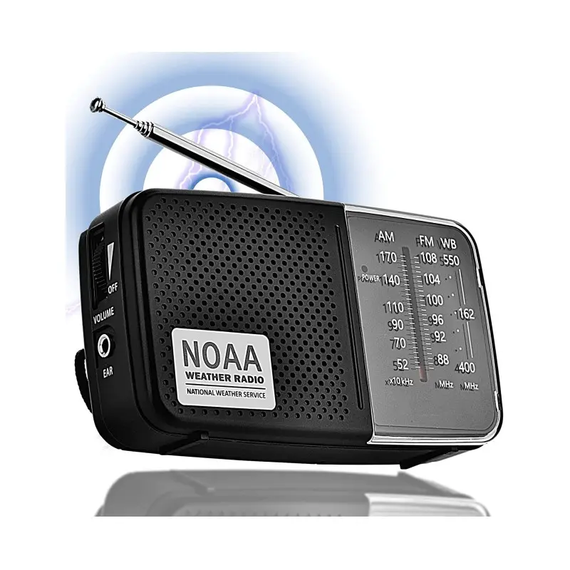 NOAA Weather Radio, Emergency AM/FM Battery Operated Handheld Radio with Speaker and Best Reception for Hurricane, Home, Running