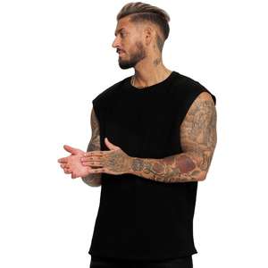 Camiseta sin mangas unisex al por mayor, 100% algodón, de cuello redondo, corte holgado, para deporte y fitness, suave y casual para hombre. - Product Image 1