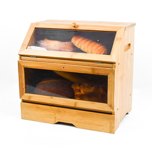 Boîte à <span class=keywords><strong>pain</strong></span> <span class=keywords><strong>de</strong></span> cuisine LG Factory supply multi-usages grande capacité snac naturel double couche boîte à <span class=keywords><strong>pain</strong></span> en bambou frais - Product Image 2