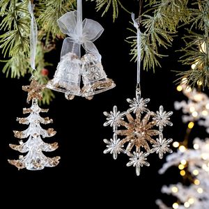 Adornos Navideños Acrílicos con Brillantina, Forma de Copo de Nieve, Decoraciones Colgantes para Árbol de Navidad, Decoración para Fiestas - Product Image 2