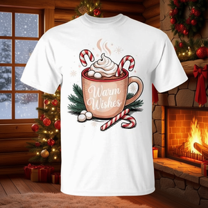 T-shirt « Warm Wishes Hot Cocoa Christmas Candy » au design festif et confortable - Product Image 3