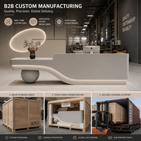 Comptoir de réception futuriste et minimaliste, design avant-gardiste et courbé, pour salon de luxe, spa, bureau créatif, studio