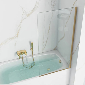 Bandeja rectangular con bisagras cromadas, puerta de <span class=keywords><strong>ducha</strong></span> de bañera plegable de vidrio transparente, <span class=keywords><strong>Panel</strong></span> de pantalla cuadrada deslizante para hoteles - Product Image 3