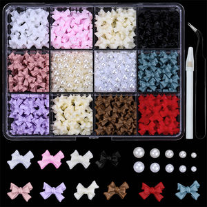 อุปกรณ์ตกแต่งเล็บรูปโบว์เรซิ่นผสม 12 ช่อง 3 มิติ อะคริลิค น่ารัก ประดับเพชร สำหรับทำเล็บ DIY - Product Image 3