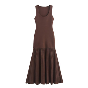 KAR&OT ZA Abbigliamento Donna Nuovo Inizio Autunno 2025 Abito Tinta Unita in Maglia Girocollo Senza Maniche con Cuciture 4192153 - Product Image 3