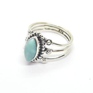 Bague statement pour femme en vermeil, grande taille, haute qualité, avec larimar naturel, au meilleur prix. - Product Image 2