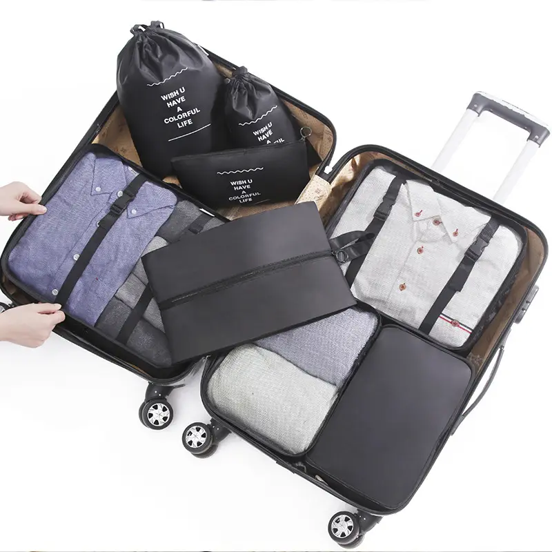 Storage Bags Customized Compression Travel Packing Large Cubes Luggage Laundry Shoe Bra Accessories Organizers 8pcs Set Pouch