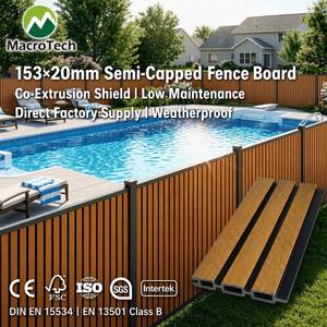 Modern Dual-Tone Semi <strong>Capped</strong> WPC <strong>Fence</strong> Board Teak With Black Accent Hollow Fluted Composite Fencing Factory Price - Product Image 1