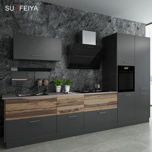 Sortie d'usine Armoire de cuisine complète moderne à emballage plat en HPL gris mat Conception - Product Image 2