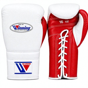 Gants de boxe personnalisables rose et blanc 16oz en cuir à lacets pour entraînement complet des doigts unisexe - Product Image 2