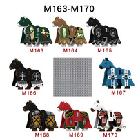 Accessoires de construction de chevaux de guerre médiévaux blindés, briques imprimées de chevaux de bataille pour l'aménagement de scènes de mini-figurines