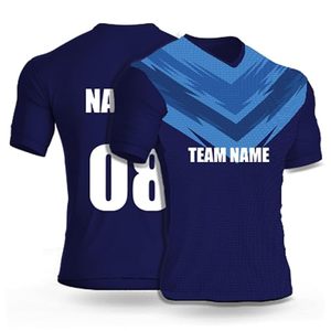 Camiseta de fútbol personalizada con cuello en V para hombre, color azul marino, manga corta, estampado sublimado, nombre del equipo, nombre del jugador, 08, ajuste regular - Product Image 5