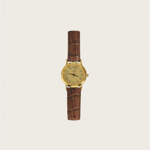 Montre-bracelet classique GBHW or brun, élégante, de luxe, à quartz, décontractée, analogique, avec bracelet en cuir véritable - Product Image 1