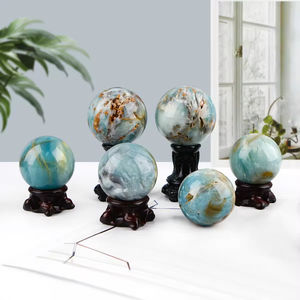 Venta al por Mayor de Esferas de Ágata Azul Cielo Natural de Alta Calidad Fanshi, Bolas de Cuarzo Pulido para Sanación, Artesanías de Cristal para Decoración del Hogar - Product Image 3