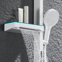 Ensemble de douche double fonction avec corps en laiton, jet de massage et jet pluie, pour salles de bain domestiques, avec douchette à pression LED moderne