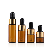 Flacon compte-gouttes en verre ambré de 3ml pour huiles essentielles Flacon compte-gouttes vide en verre avec bouchon à vis noir Flacon de parfum pour échantillon d'essai